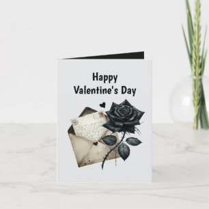 Cool Gothic add message Valentine black rose Holiday Card