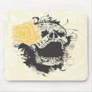 Cool gothic skull and yellow rose custom mousepad