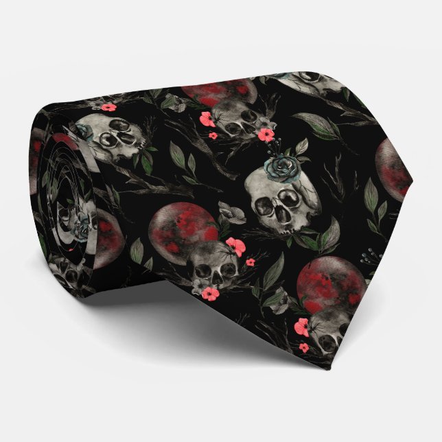 cool Gothic skull tiled pattern Tie (Rolled)