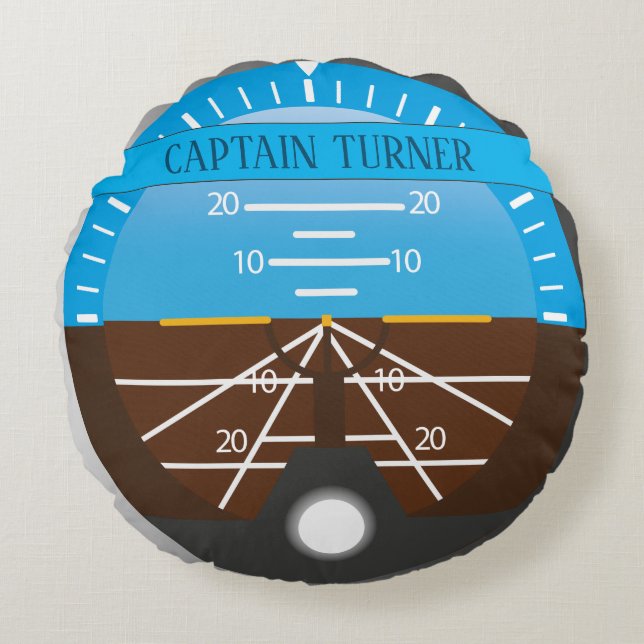 Cool Graduate Aeroplane Captain and Pilot Cockpit Round Cushion (Front)
