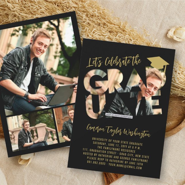Cool Graduate Cutout Modern Graduation Photo Party Invitation (Creator Uploaded)