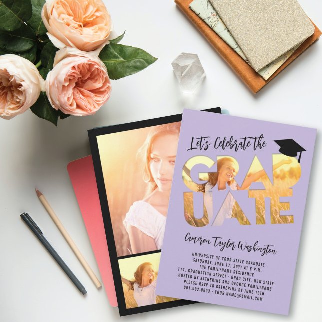 Cool Graduate Cutout Photo Modern Graduation Party Invitation (Creator Uploaded)