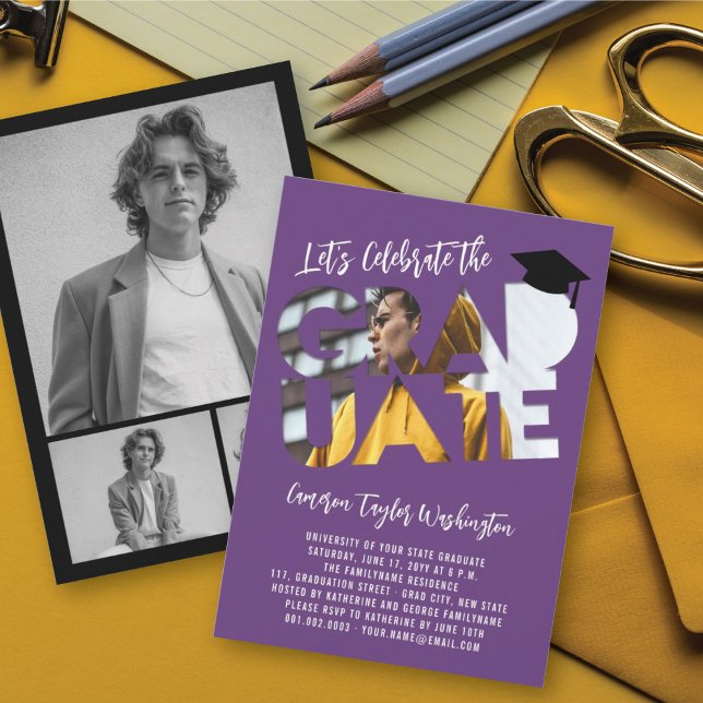 Cool Graduate Cutout Photo Modern Graduation Party Invitation (Creator Uploaded)