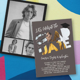 Cool Graduate Cutout Photo Modern Graduation Party Invitation
