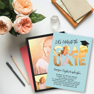 Cool Graduate Cutout Photo Modern Graduation Party Invitation
