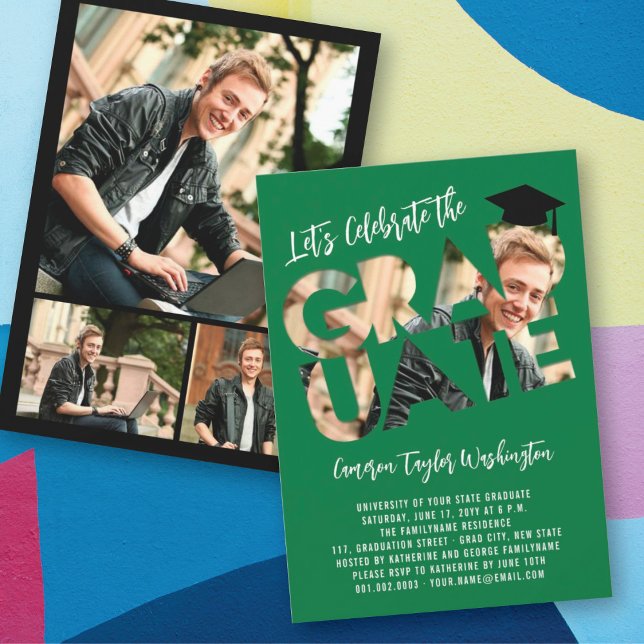 Cool Graduate Cutout Photo Modern Graduation Party Invitation (Creator Uploaded)