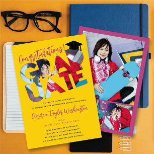 Cool Graduate Cutout Photo Modern Graduation Party Invitation