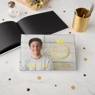 Cool Graduate Photo Keepsake Graduation Party Foil Guest Book