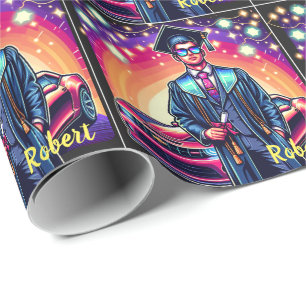 Cool Graduation Guy With Nice Car Custom Wrapping Paper