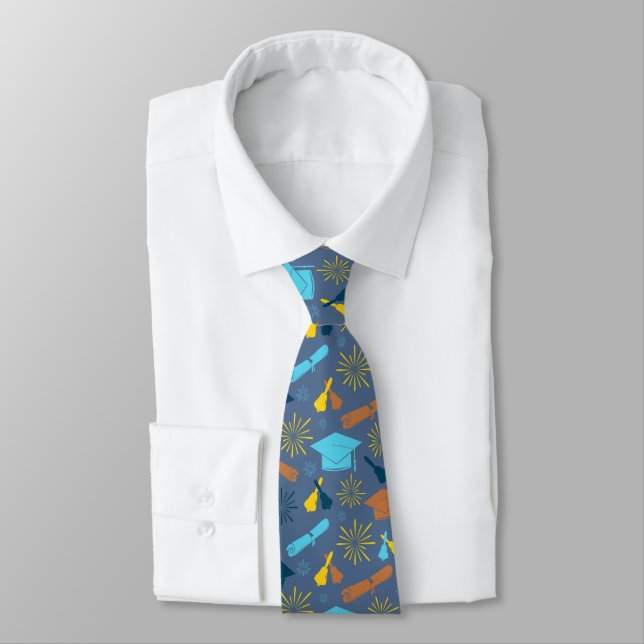 Cool Graduation Theme Blue Tie (Tied)