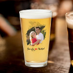 Cool Graffiti Effect Couples Photo Monogram Beer Glass<br><div class="desc">Create your own custom, personalised, elegant calligraphy typography script font monogrammed, heart, modern cool chic stylish fun classy, unique torn photo / graffiti effect 2 photos memories bride & groom, husband & wife, newlywed couple wedding / anniversary beer cocktail lager ale stout pint glass. To customise, simply type in the...</div>
