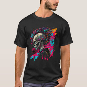 Cool Graffiti Skeleton Boy Rock Roll Street T-Shirt