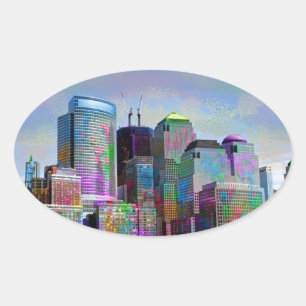 Cool graffiti splatters watercolours New York city Oval Sticker