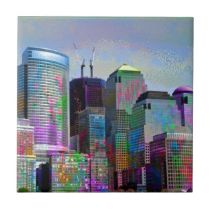 Cool graffiti splatters watercolours New York city Tile