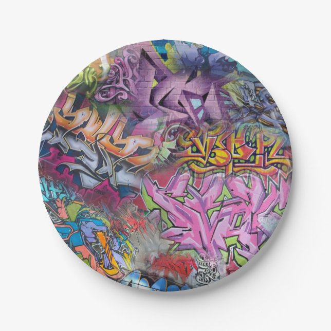 Cool Graffiti Street Art Abstract Paper Plate (Front)