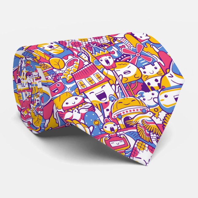 cool graffiti tiled pattern  tie (Rolled)