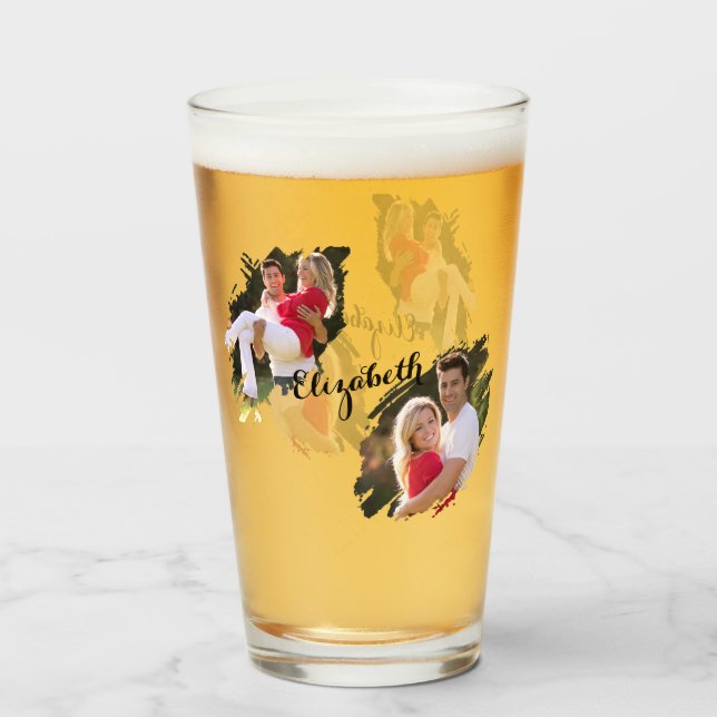 Cool Graffiti Torn Effect Photos Monogrammed Beer Glass (Front Filled)