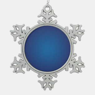 Cool Grainy Deep Blue Vignette Snowflake Pewter Christmas Ornament