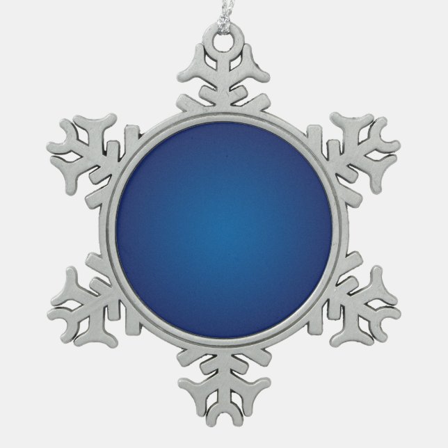 Cool Grainy Deep Blue Vignette Snowflake Pewter Christmas Ornament (Front)