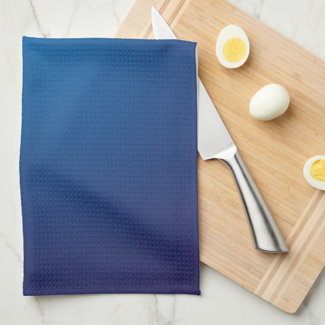 Cool Grainy Deep Blue Vignette Tea Towel (Quarter Fold)