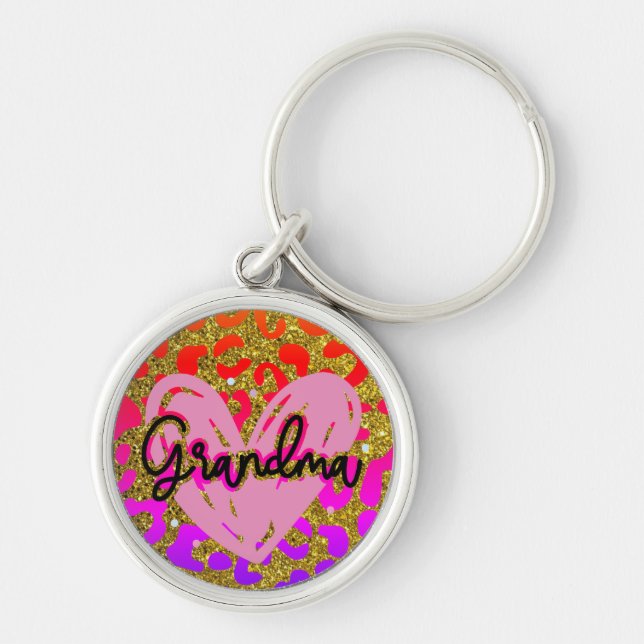 Cool Grandma Heart Key Key Ring (Front)