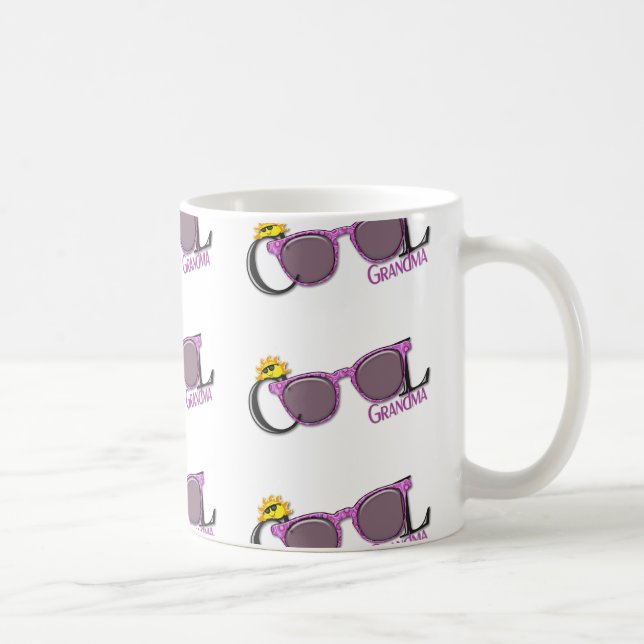Cool Grandma-sun and sunglasses on white Coffee Mug (Right)