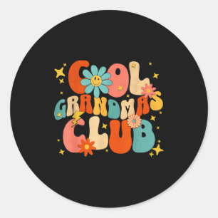 Cool Grandmas Club Groovy Retro Funny New Grandma Classic Round Sticker