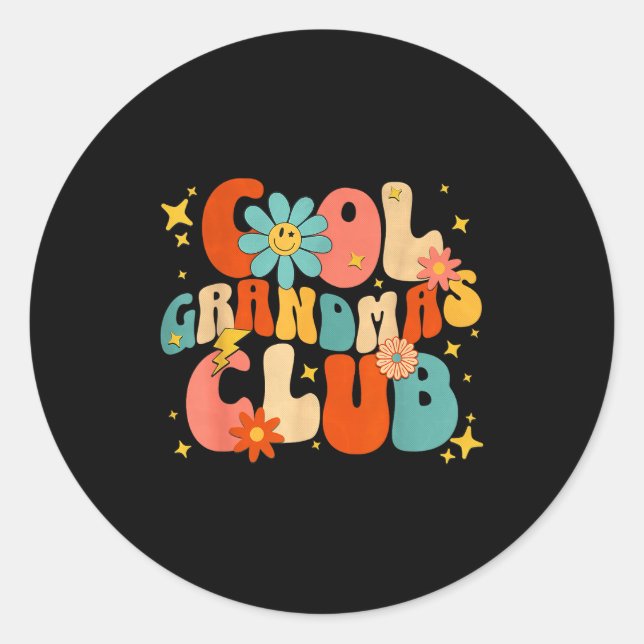 Cool Grandmas Club Groovy Retro Funny New Grandma  Classic Round Sticker (Front)