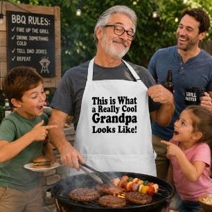 Cool Grandpa Funny BBQ Grill Master Cooking Gift Standard Apron