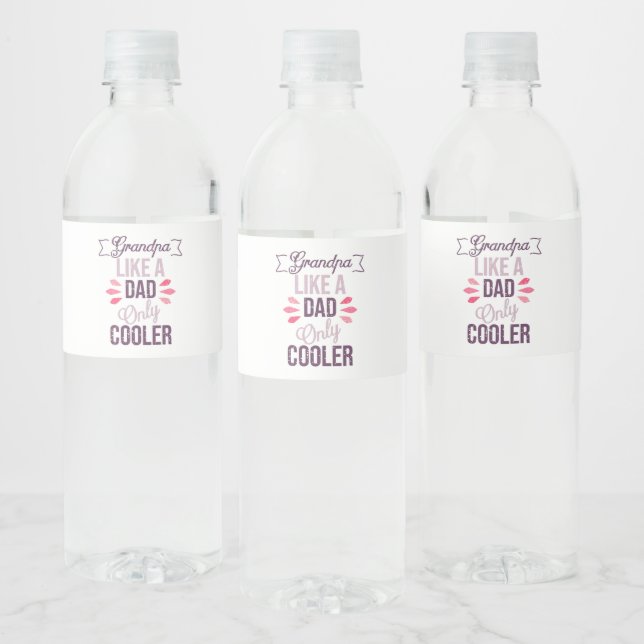 Cool grandpa funny grandfather saying water bottle label (Bottles)