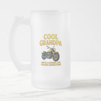Cool Grandpa – Motorcycle Gift for Grandfather” Frosted Glass Beer Mug