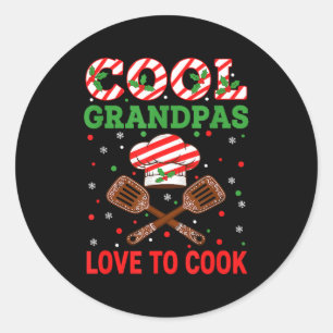 Cool Grandpas Love To Cook Festive Fun Candy Cane  Classic Round Sticker