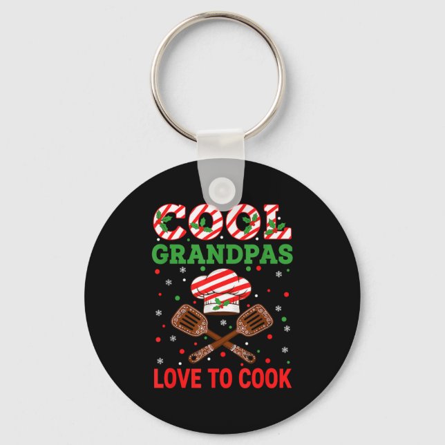 Cool Grandpas Love To Cook Festive Fun Candy Cane  Key Ring (Front)