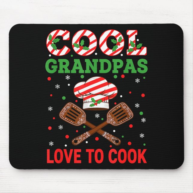 Cool Grandpas Love To Cook Festive Fun Candy Cane  Mouse Mat (Front)