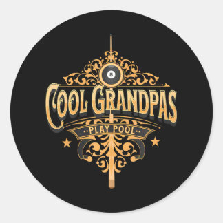 Cool Grandpas Play Pool Pool Player Grandfather Classic Round Sticker
