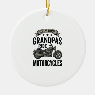 Cool Grandpas Ride Motorcycles Vintage Biker Shirt Ceramic Tree Decoration