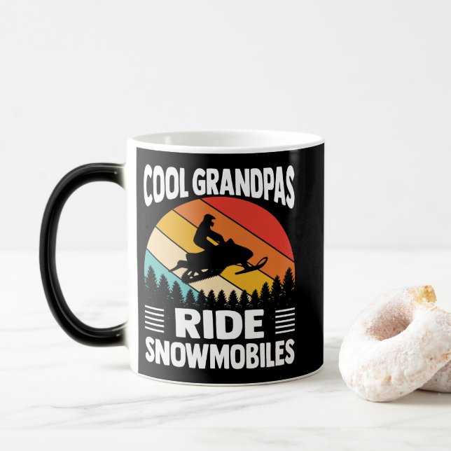 Cool Grandpas Ride Snowmobiles Garndpa Magic Mug (With Donut)