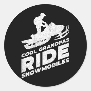 Cool Grandpas Ride Snowmobiles - Motor Sled ( On B Classic Round Sticker