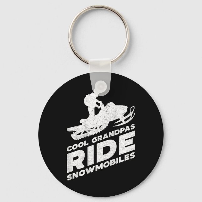 Cool Grandpas Ride Snowmobiles - Motor Sled ( On B Key Ring (Front)