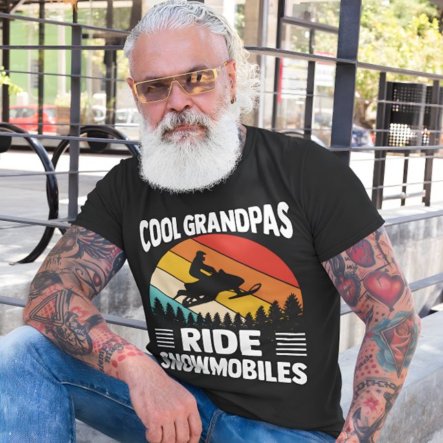 Cool Grandpas Ride Snowmobiles Vintage Sunset T-Shirt (Creator Uploaded)