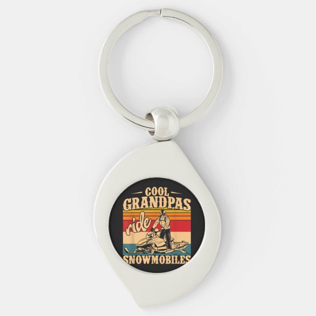 Cool Grandpas rides Snowmobiles Snowmobile Snowmob Key Ring (Front)