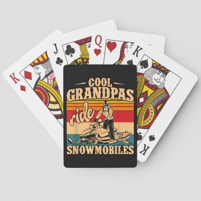 Cool Grandpas rides Snowmobiles Snowmobile Snowmob Playing Cards (Back)
