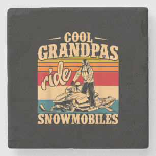Cool Grandpas rides Snowmobiles Snowmobile Snowmob Stone Coaster