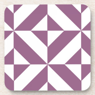 Cool Grape Geometric Deco Cube Pattern Coaster