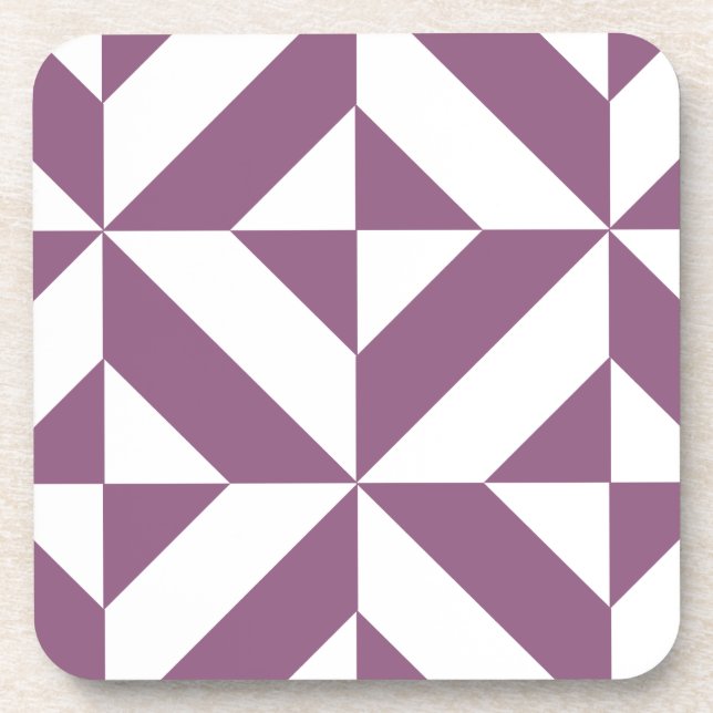 Cool Grape Geometric Deco Cube Pattern Coaster (Front)