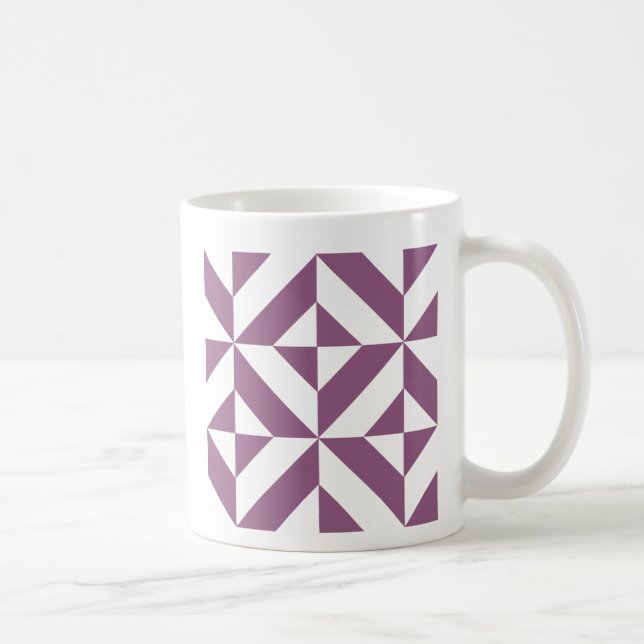 Cool Grape Geometric Deco Cube Pattern Coffee Mug (Right)