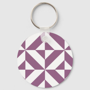 Cool Grape Geometric Deco Cube Pattern Key Ring