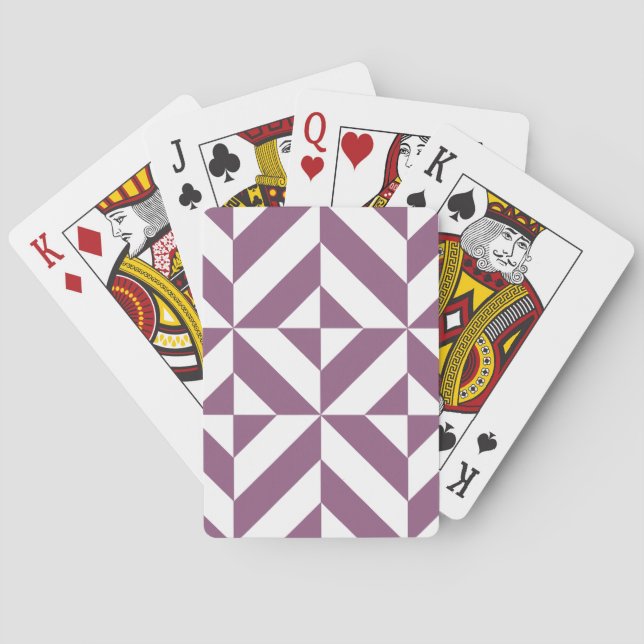 Cool Grape Geometric Deco Cube Pattern Playing Cards (Back)