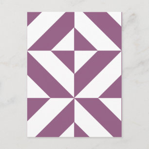 Cool Grape Geometric Deco Cube Pattern Postcard