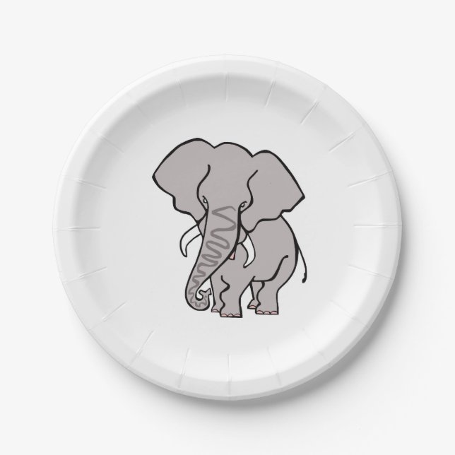 Cool graphic - African ELEPHANT - Animal lover - Paper Plate (Front)